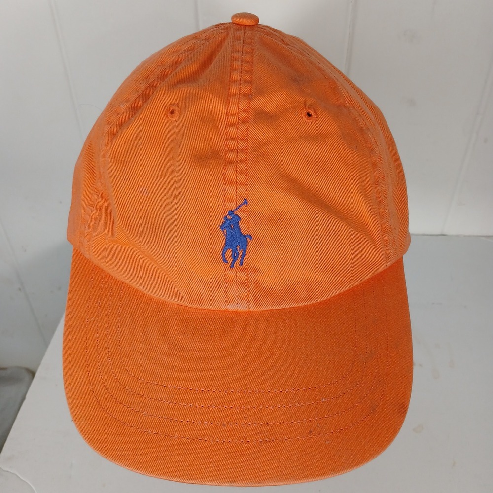 Polo Ralph Lauren Dad Hat Men OS Orange Blue Pony Logo Cotton Chino Twill Cap